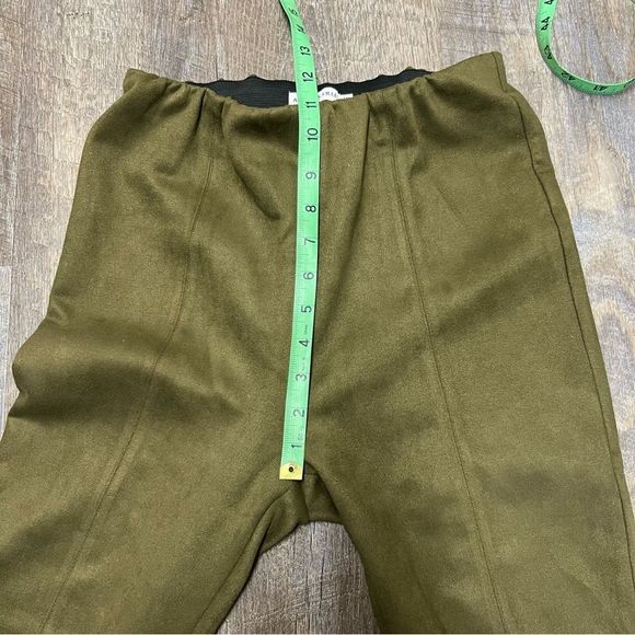 Avec Les Filles Pants Womens Medium Green Faux Suede Elastic Waist Front Slit - Picture 4 of 8